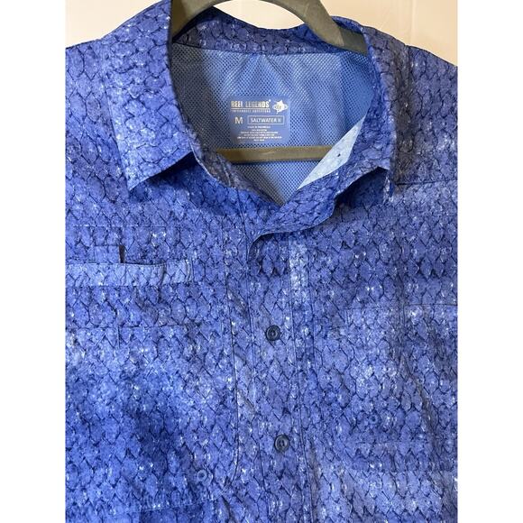 Reel Legends Performance Salt Water ll Blue Short Sleeve Shirt Size Medium - Picture 2 of 4